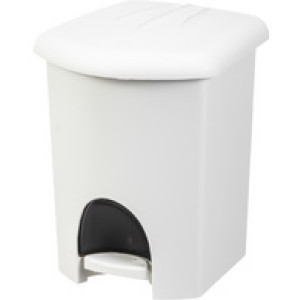 plast team pedaalemmer, 6 liter, wit, met binnenemmer