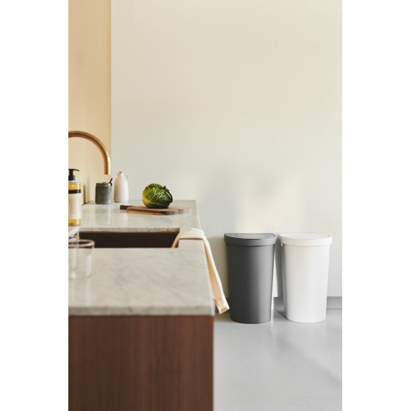 Plast Team afvalbak Seattle, dubbel deksel, wit, 45 liter