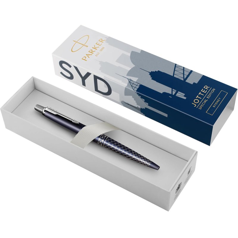 PARKER Jotter Stylo à bille rétractable Sydney, bleu, acier inoxydable, édition spéciale