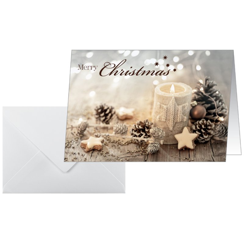 sigel carte de Noël Beige Christmas Candle, A6 paysage, 25 cartes + 25 enveloppes