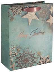 Sigel kerstcadeautas Glamorous Christmas, blauw/koper, klein