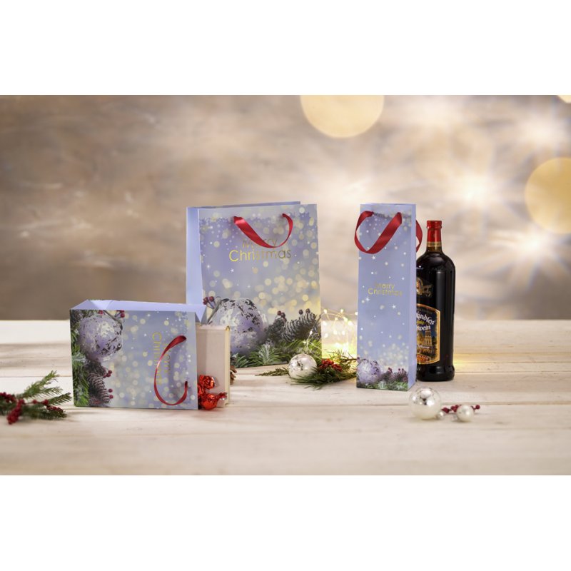 Sigel sachet cadeau Noël Charmful Christmas, petit, bleu/vert, 180×100×230 mm
