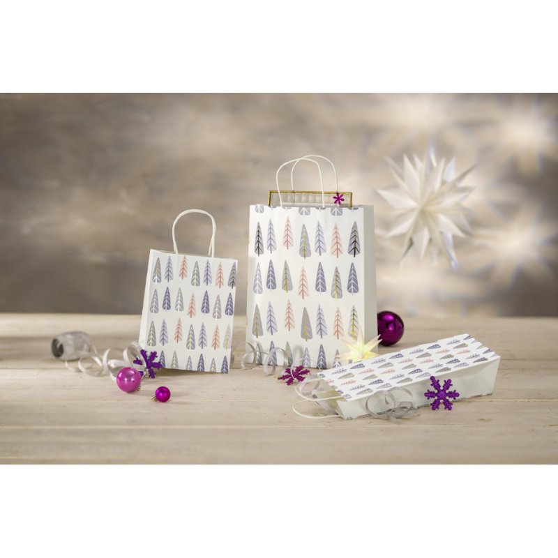 sigel sac cadeau de Noël Sapin, blanc, 260×120×330 mm
