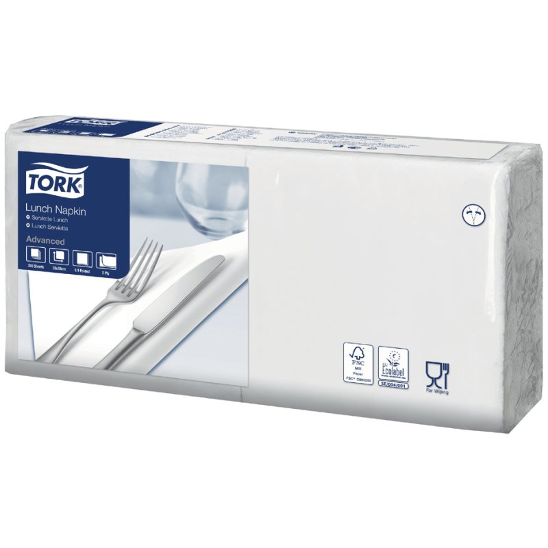 TORK serviettes de table, 328 × 325 mm, 3 plis, blanc, 150 pièces