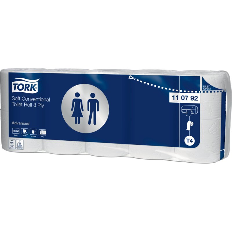 Tork papier toilette T4 Advanced, 3 plis, blanc, 10 rouleaux