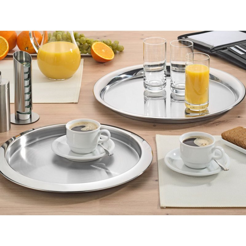 Esmeyer plateau de service VENGA rond, argent, acier inoxydable 18/1, Ø 35 cm