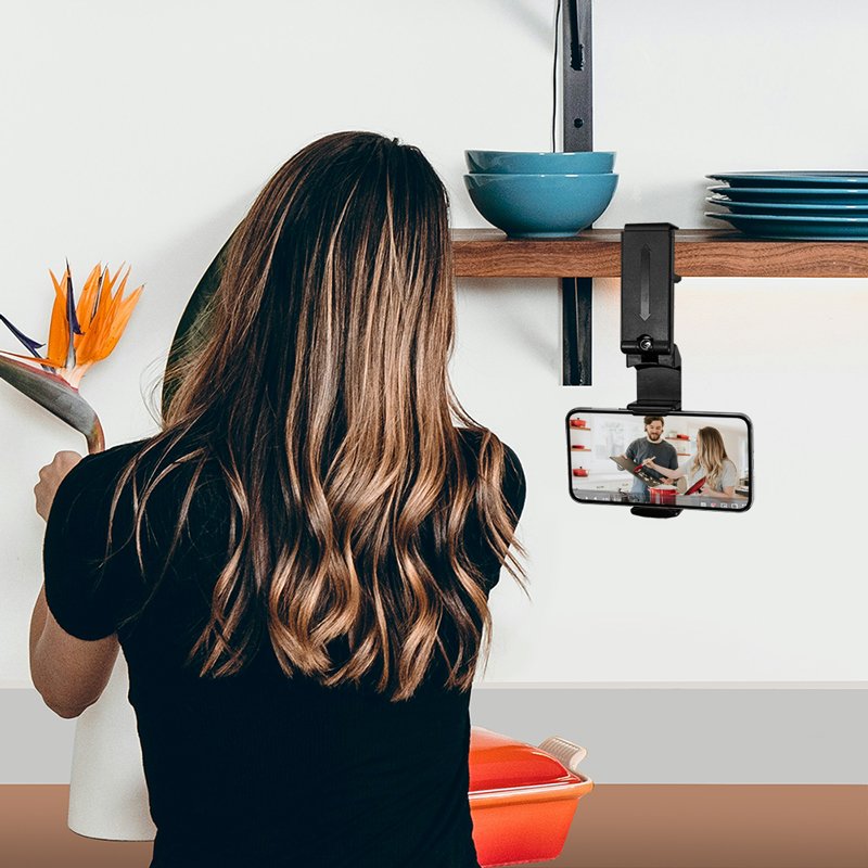 LogiLink support téléphone, repliable et réglable, noir, pivotant 360°