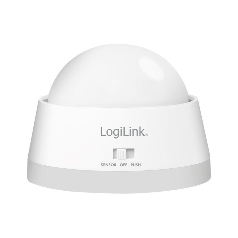 LogiLink Lampe de nuit LED avec capteur crépusculaire et détecteur de mouvement, blanc, 55 lumens, batterie