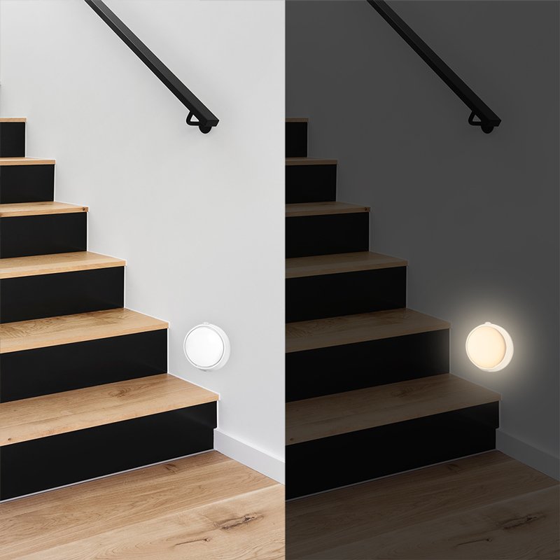 LogiLink Lampe de nuit LED avec capteur crépusculaire et détecteur de mouvement, blanc, 55 lumens, batterie