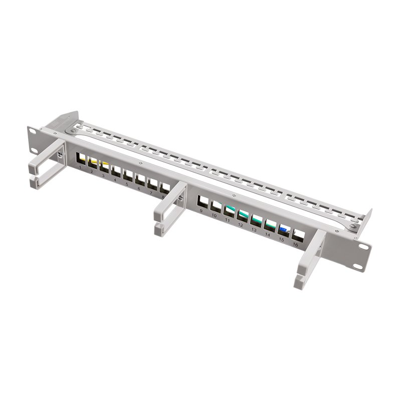 LogiLink Professional panneau de brassage keystone 19", 16 ports, blindé, gris clair
