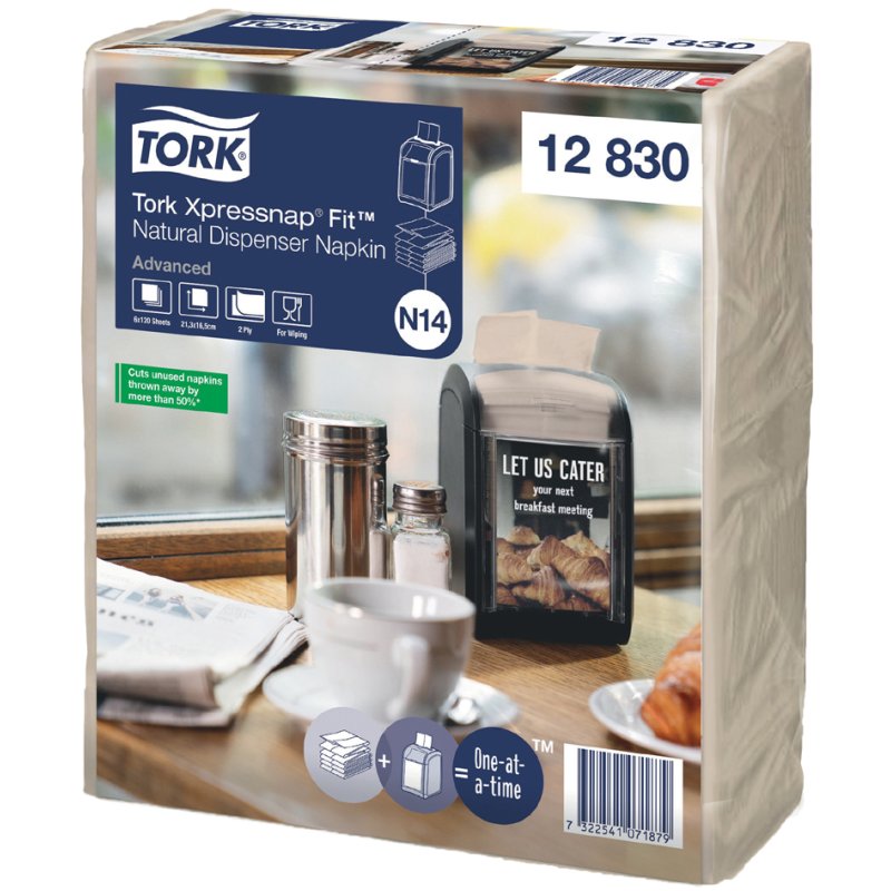 TORK Xpressnap Fit dispenserservetten, 213×165 mm, wit, 6×120 stuks