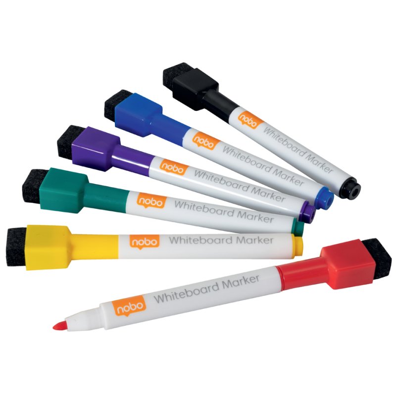 Nobo marqueurs pour tableau blanc magnétique, pointe ronde, 6 pièces, 2,0 mm