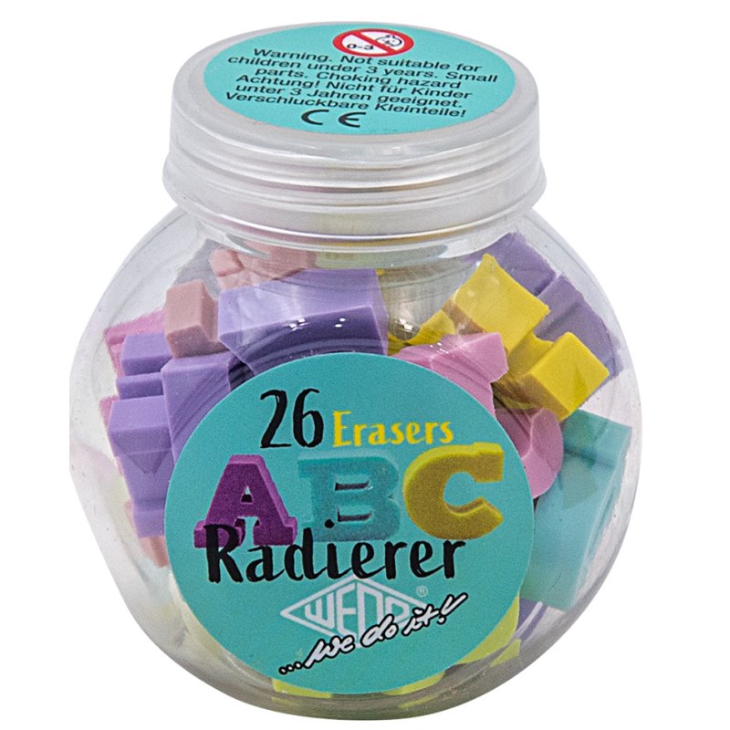 WEDO ABC gommes, plastique, 26 pièces, couleurs pastel