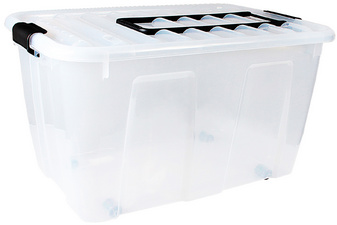 plast team HOME BOX opbergbox, met wielen & handgreep, 70 liter, transparant