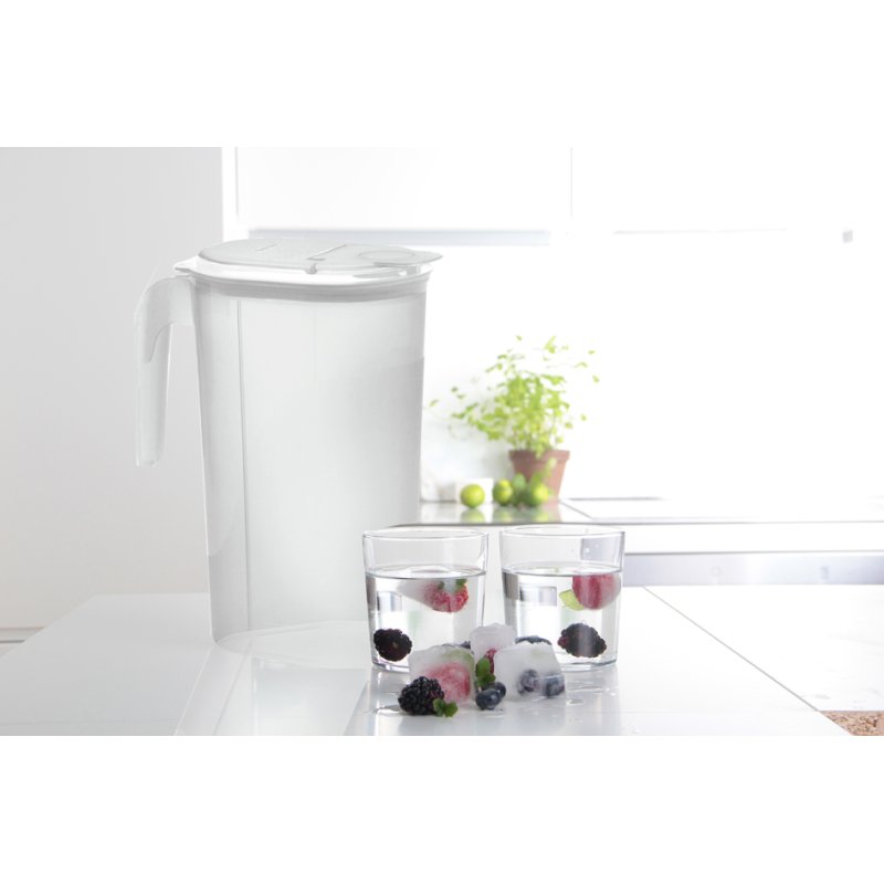 Plast Team bidon à jus, 1,5 litre, transparent/blanc, avec poignée