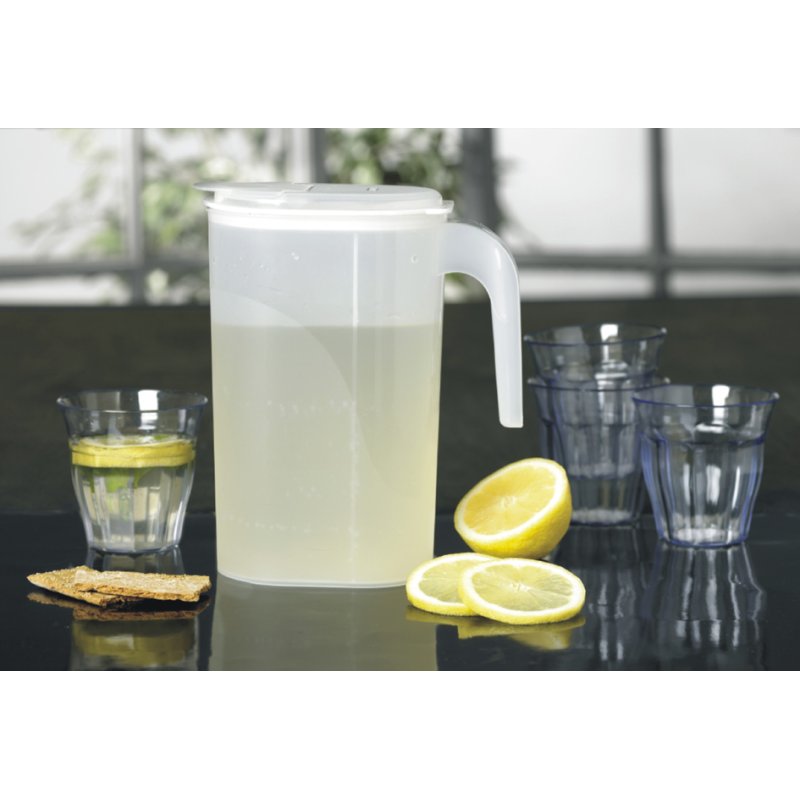 Plast Team bidon à jus, 1,5 litre, transparent/blanc, avec poignée
