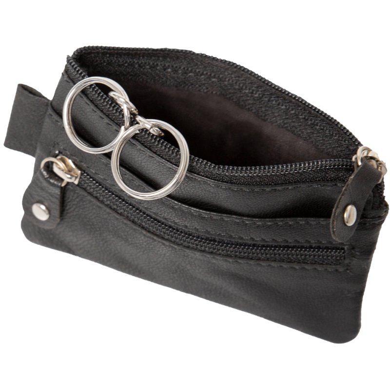Alassio sleuteletui, leder, zwart, 100×75×10 mm