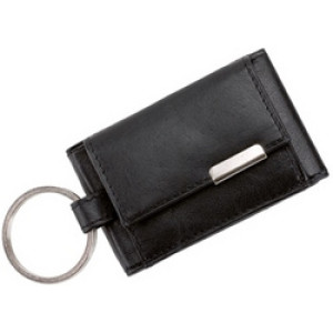 Alassio mini portemonnee met metalen embleem, nappaleder, zwart