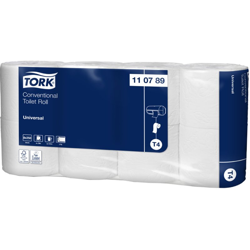 Tork papier toilette T4 Universal, 2 plis blanc, 8 rouleaux
