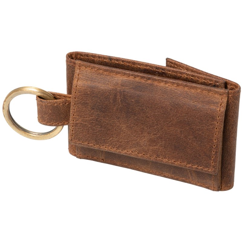 Alassio mini portemonnee, leer, bruin, 150×50×85 mm