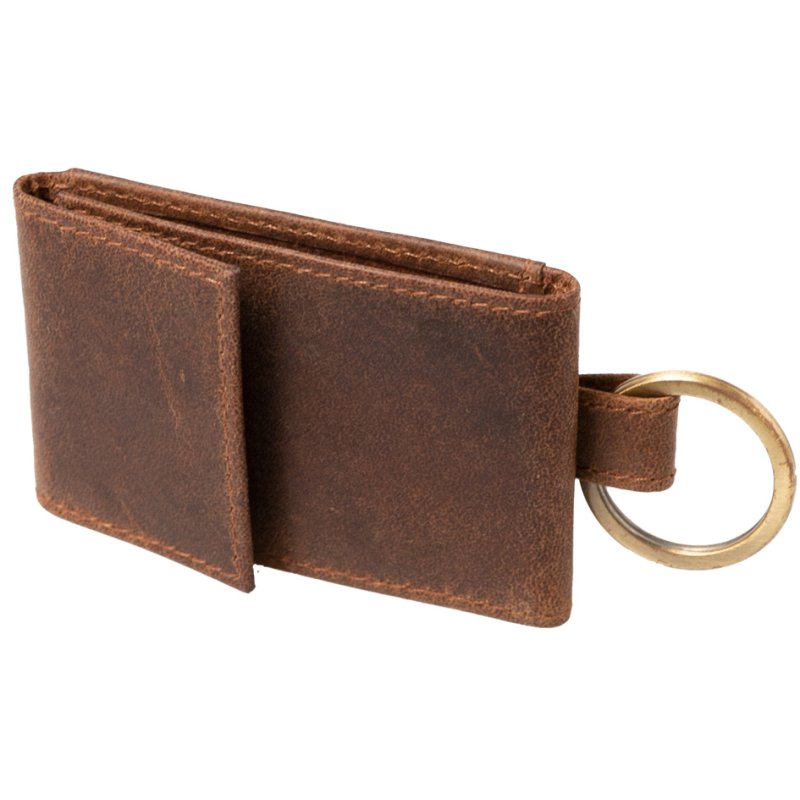 Alassio mini portemonnee, leer, bruin, 150×50×85 mm
