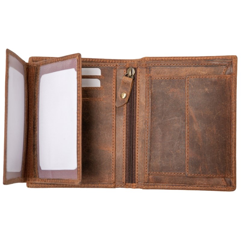 Alassio portemonnee staand formaat, leer, bruin, 95×25×120 mm