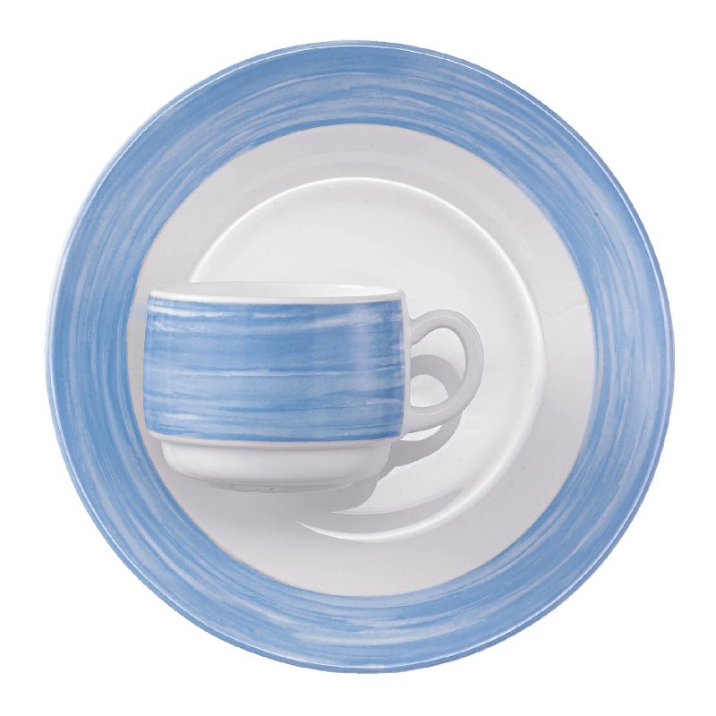 Esmeyer Arcoroc bol BRUSH, 120 mm, bleu/blanc, verre trempé
