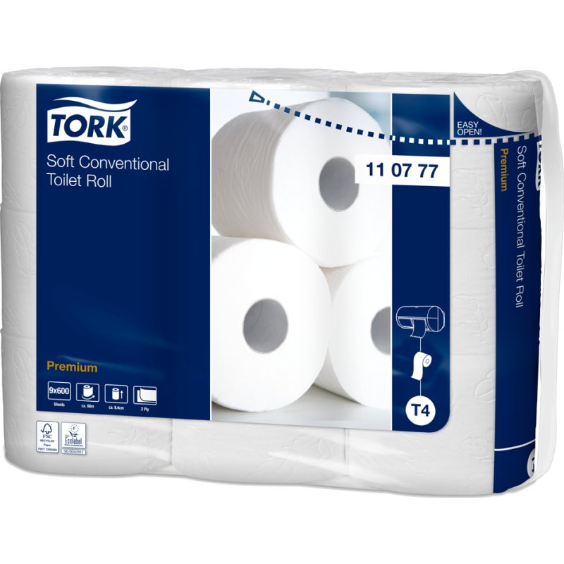 TORK toiletpapier T4 systeem, 2-laags wit, premium kwaliteit, 9 rollen