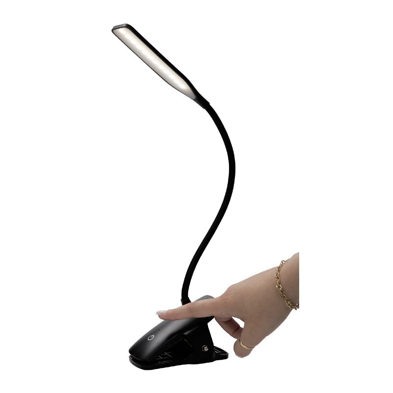 ALBA LED leeslamp LEDCLIP, oplaadbaar, flexibele arm, zwart