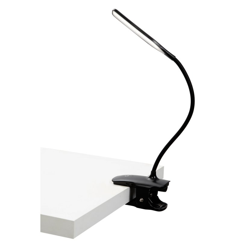 ALBA LED leeslamp LEDCLIP, oplaadbaar, flexibele arm, zwart