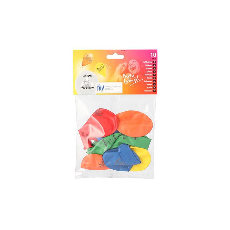 PAPSTAR ballons Happy Birthday, assortis colorés, 220 mm, 10 pièces