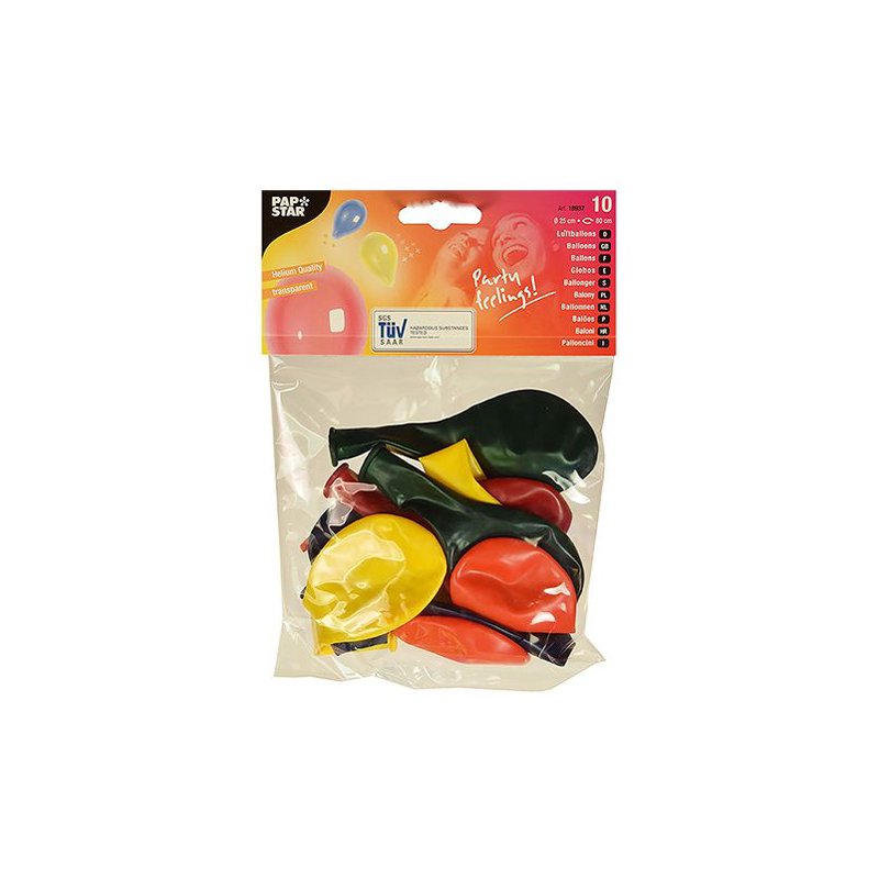 PAPSTAR ballons Crystal, assortiment coloré, diamètre 250 mm, 10 pièces