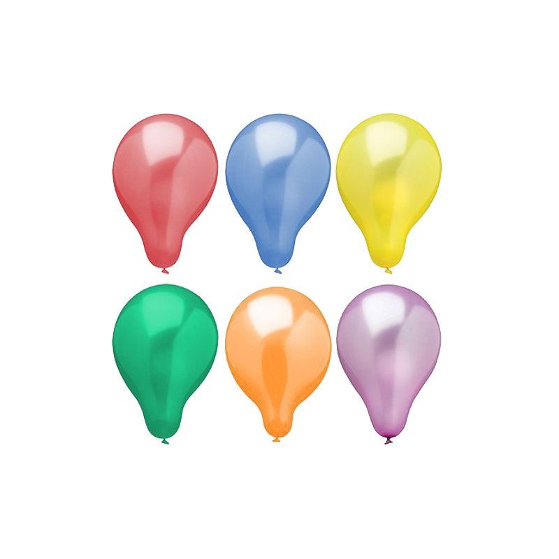 PAPSTAR balloons metallic coloured assorted, 250 mm diameter, 6 pieces
