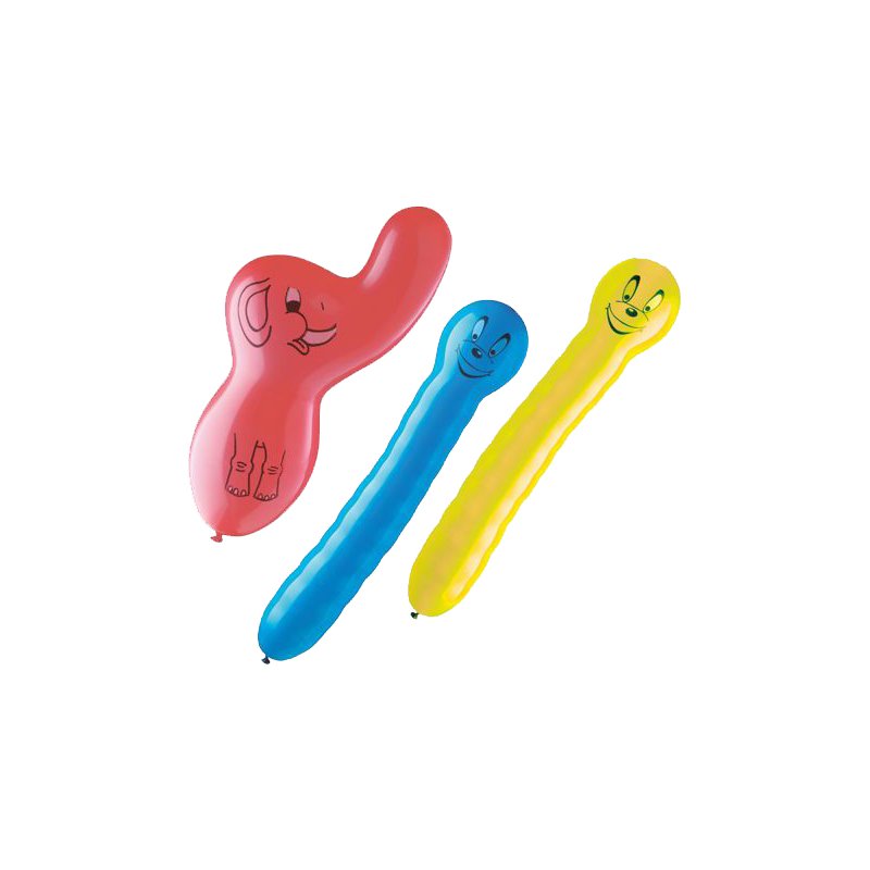 PAPSTAR balloons in various shapes, assorted colours, natural rubber, 3 pieces