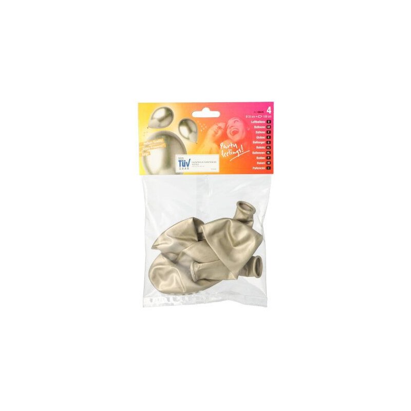 PAPSTAR ballons champagne brillant, 330 mm, compatible hélium, 4 pièces