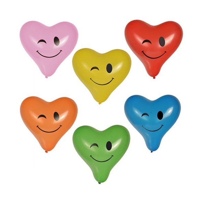 PAPSTAR balloons heart wink, colourful assorted, 280 mm, 6 pieces