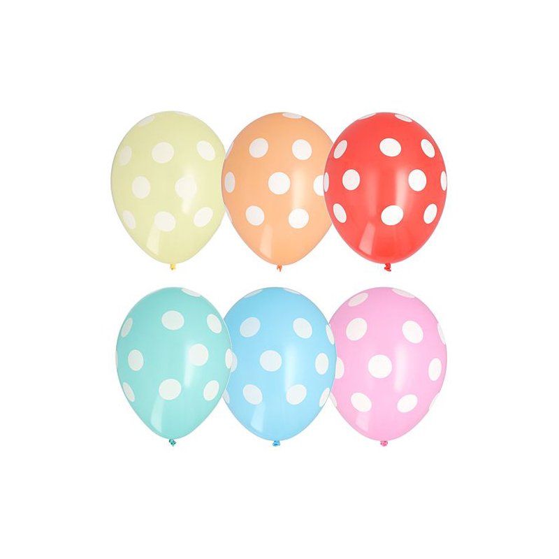 PAPSTAR ballons Dots, assortiment coloré, diamètre 290 mm, 6 pièces