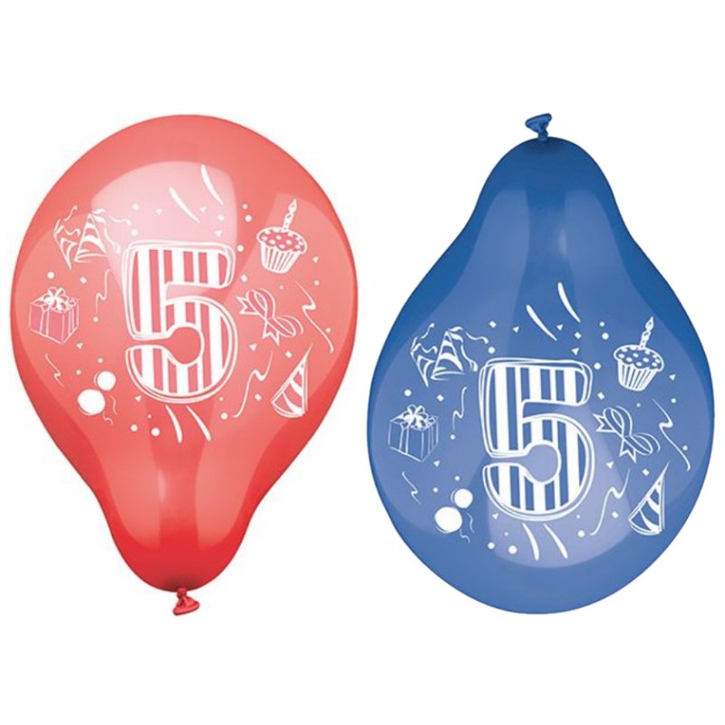 PAPSTAR ballons chiffres « 1 », ronds, couleurs assorties, 6 pièces