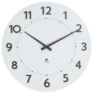ALBA wandklok HORMILENA 55, kwartsuurwerk, wit, 55 cm