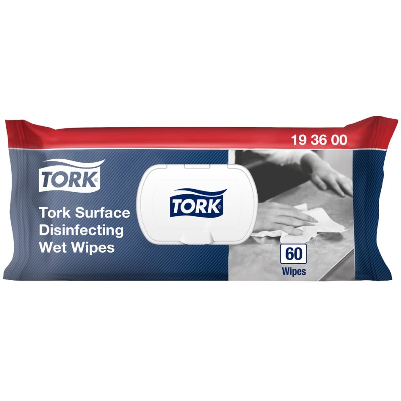 Tork desinfectiedoeken voor oppervlakken, 180×200 mm, ethanolvrij, 60 stuks