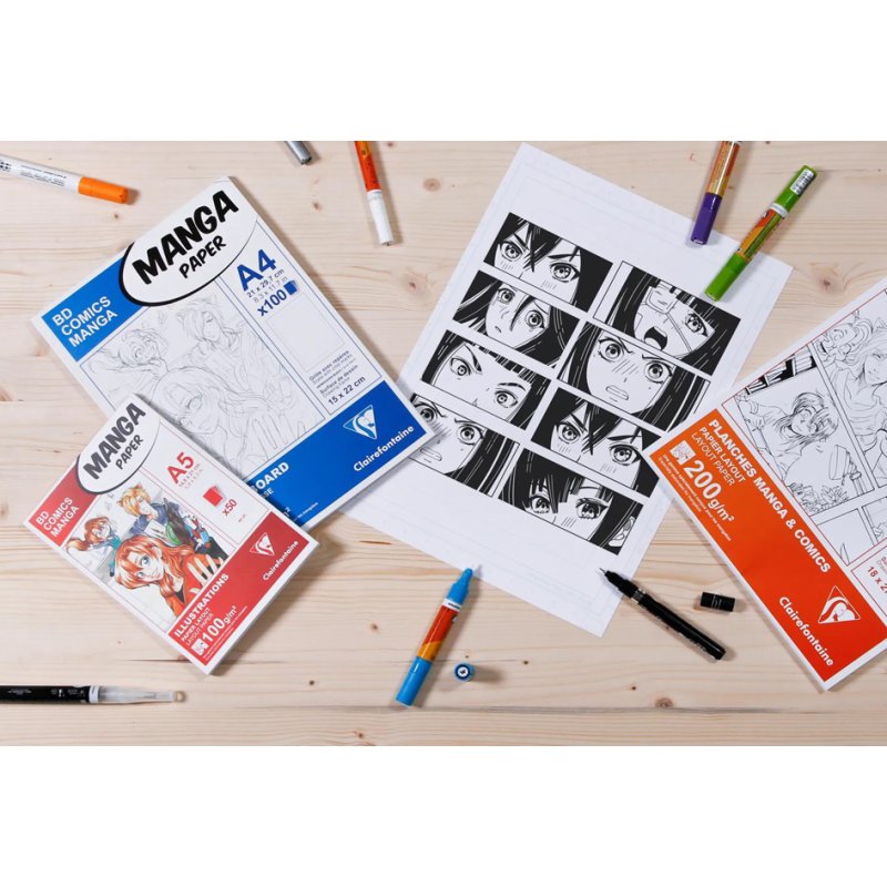 Clairefontaine bloc à croquis Manga Illustrations A5, 100 g/m², 50 feuilles
