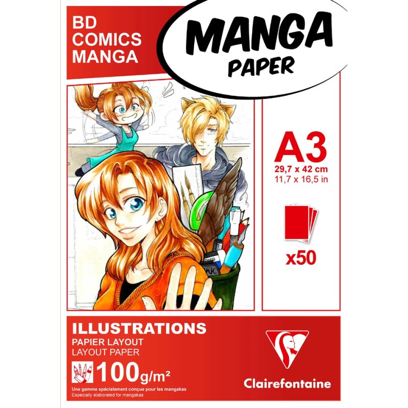 Clairefontaine bloc à croquis Manga Illustrations A5, 100 g/m², 50 feuilles