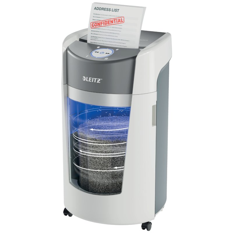 LEITZ papiervernietiger IQ OptiMax Office P5, wit/grijs, 10 blad