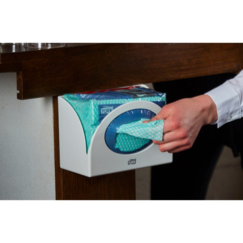 Tork distributeur serviettes nettoyage PERFORMANCE, plastique blanc, montage murale