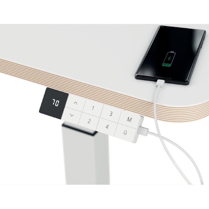 LEITZ sit-stand desk Ergo Compact, electrically adjustable, white, 800×600 mm