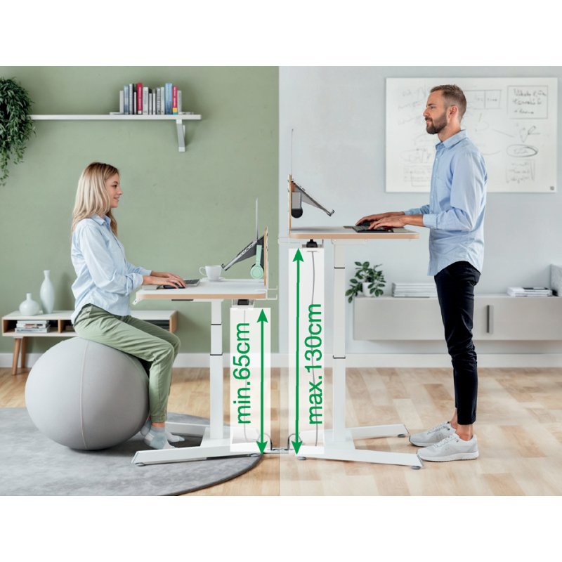 LEITZ sit-stand desk Ergo Compact, electrically adjustable, white, 800×600 mm
