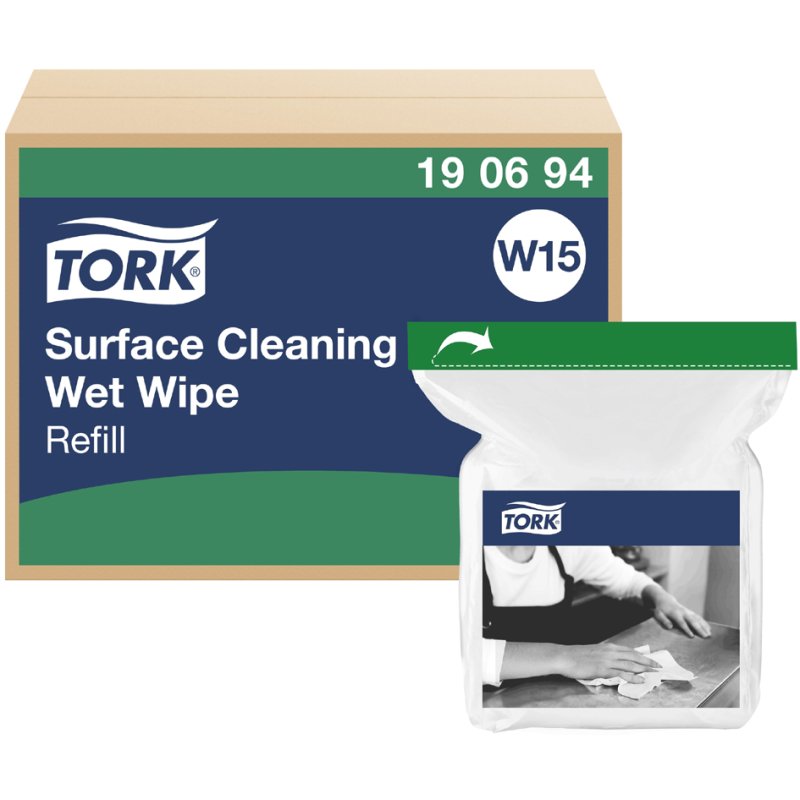 TORK recharge de lingettes de nettoyage de surface humides, blanc, W15, 135 mm, 4×58 pcs