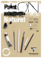 Clairefontaine tekenblok PAINT'ON natuur A4, zandkleurig papier, 250 g/m², 30 vel