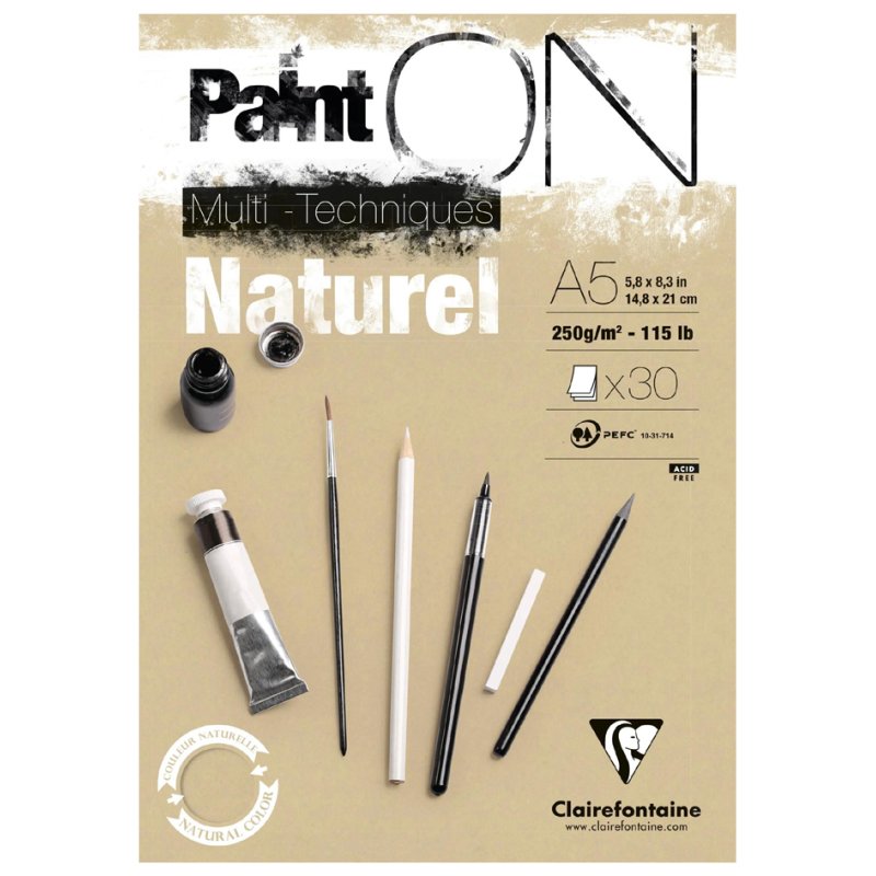 Clairefontaine bloc à dessin PAINT'ON naturel A3, 250 g/m², 30 feuilles