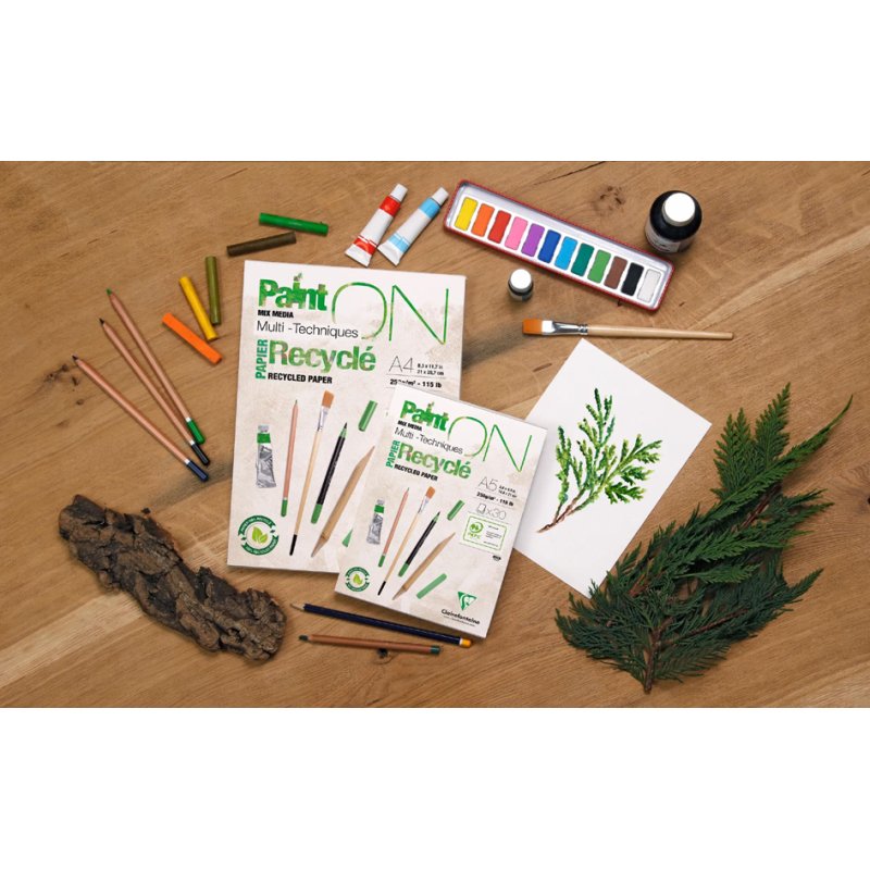Clairefontaine PAINT'ON Recyclé drawing pad A4, extra white, 250 g/m², 30 sheets